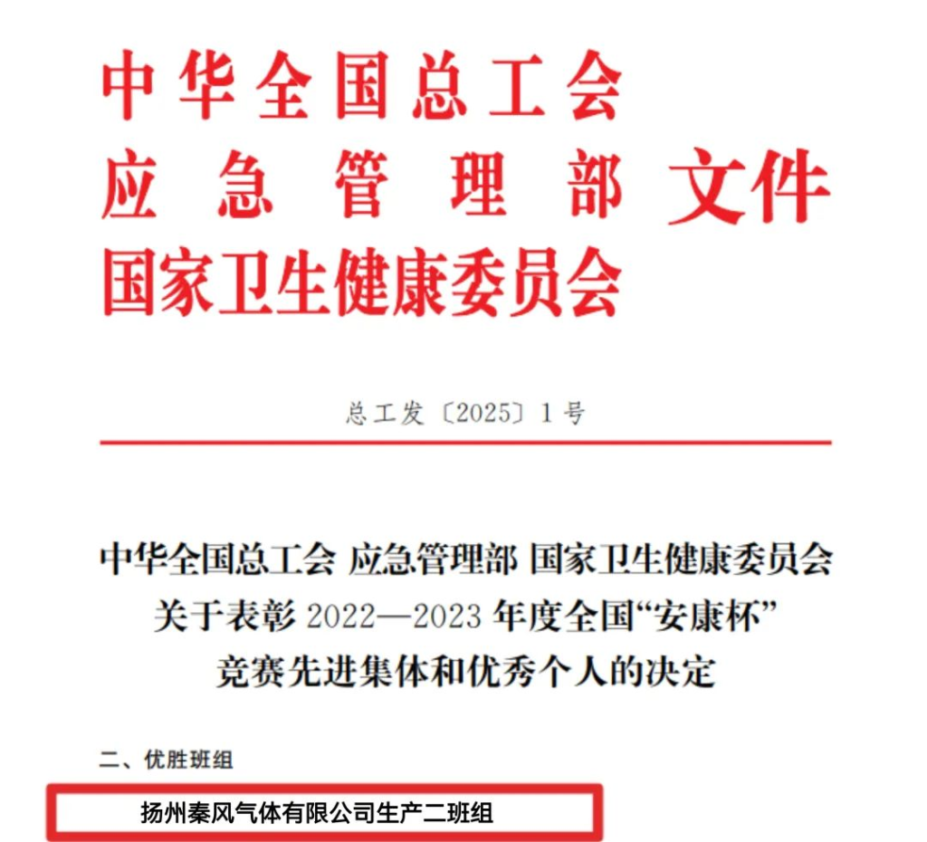 扬州bv伟德源自英国始于1946生产二班组荣获“安康杯”优胜班组荣誉称号